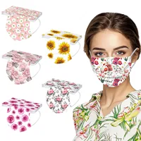 10pcs Adult Floral Printed Masks Mouth-muffle Disposable Flower Pattern Face mask 3 Layer Ply Meltblown Cloth Filter Facemask 2