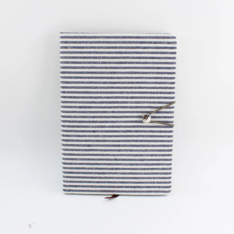 Сине-белая полоска ткань Тетрадь ремень с пряжкой для офиса; культура и образование ноутбук мульти-функциональная Канцелярия Noteboy с клипсой