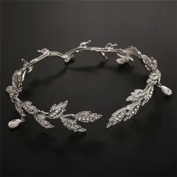 

Leaf Wedding Headpiece Headband Bridal Bridesmaid Forehead Band Rhinestone LX9E