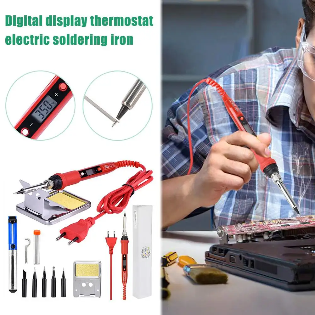 High Quality EU Electric Soldering Iron Kit 80W Digital Display Adjustable Temperature Welding Soldering Iron Tools