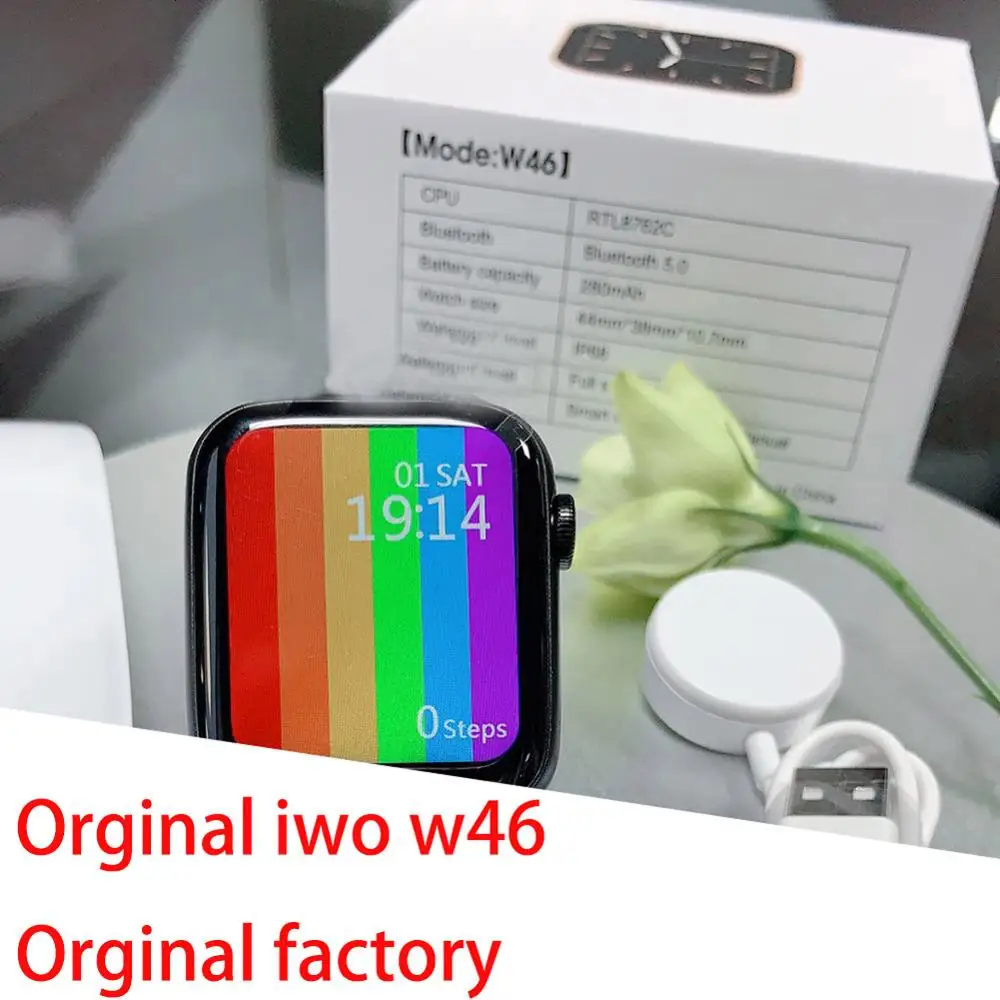ILEPO Беспроводной зарядки ЭКГ W46 Смарт-часы Amoled 1 75 дюймов Большой Экран Часы Smartwatch