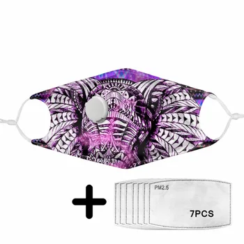 

Polyester Mask with African Style Elephant Print Mouth Face Nose Protection PM2.5 Filter Breathing Valve Masks Custom Design