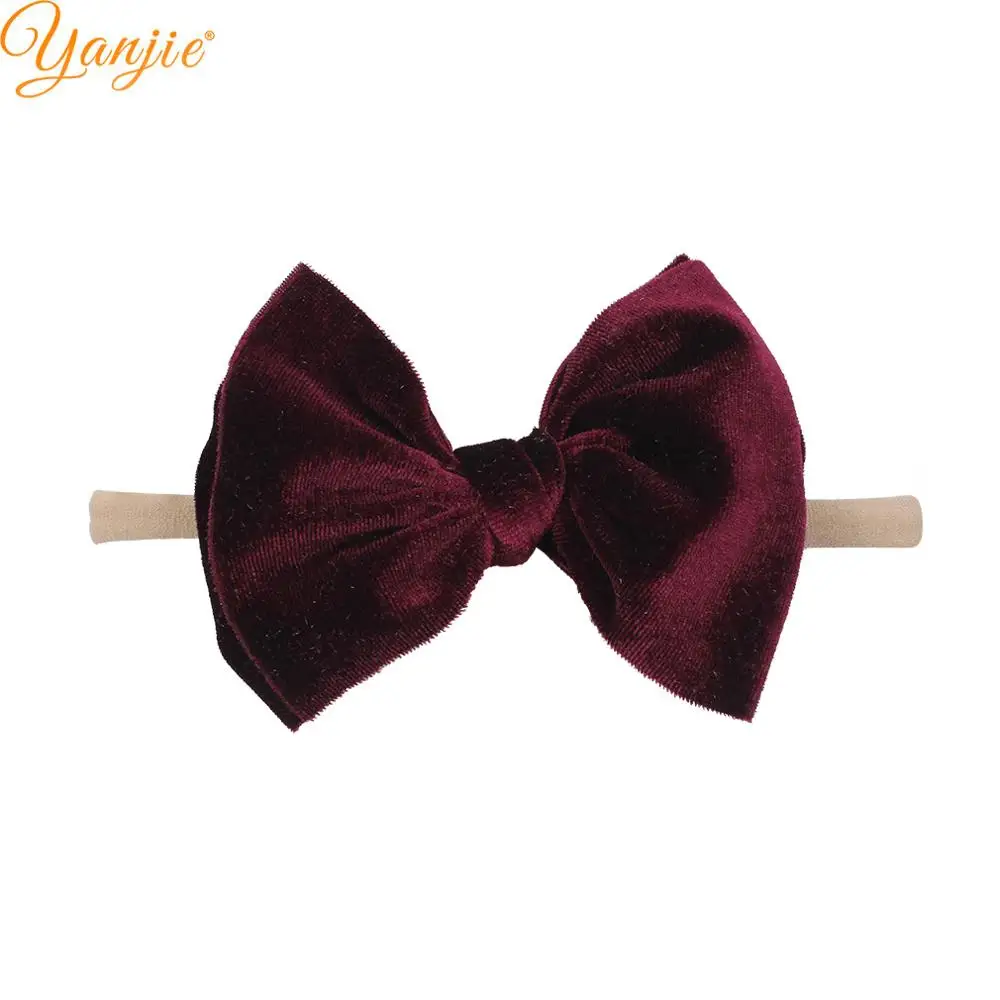 

1pc 4.5'' Velvet Hair Bows Elastic Nylon Headbands Girls Soft Nylon Headband For Kids Hot Sale Hair Band Hair Accessories