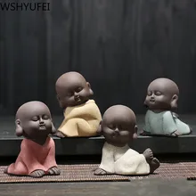 Ручная работа, Мини Китайский дзэн-буддизм, монахи, буддизм, маленькие статуи, маленький медитационный монах, миниатюрный чайный набор, статуи Будды