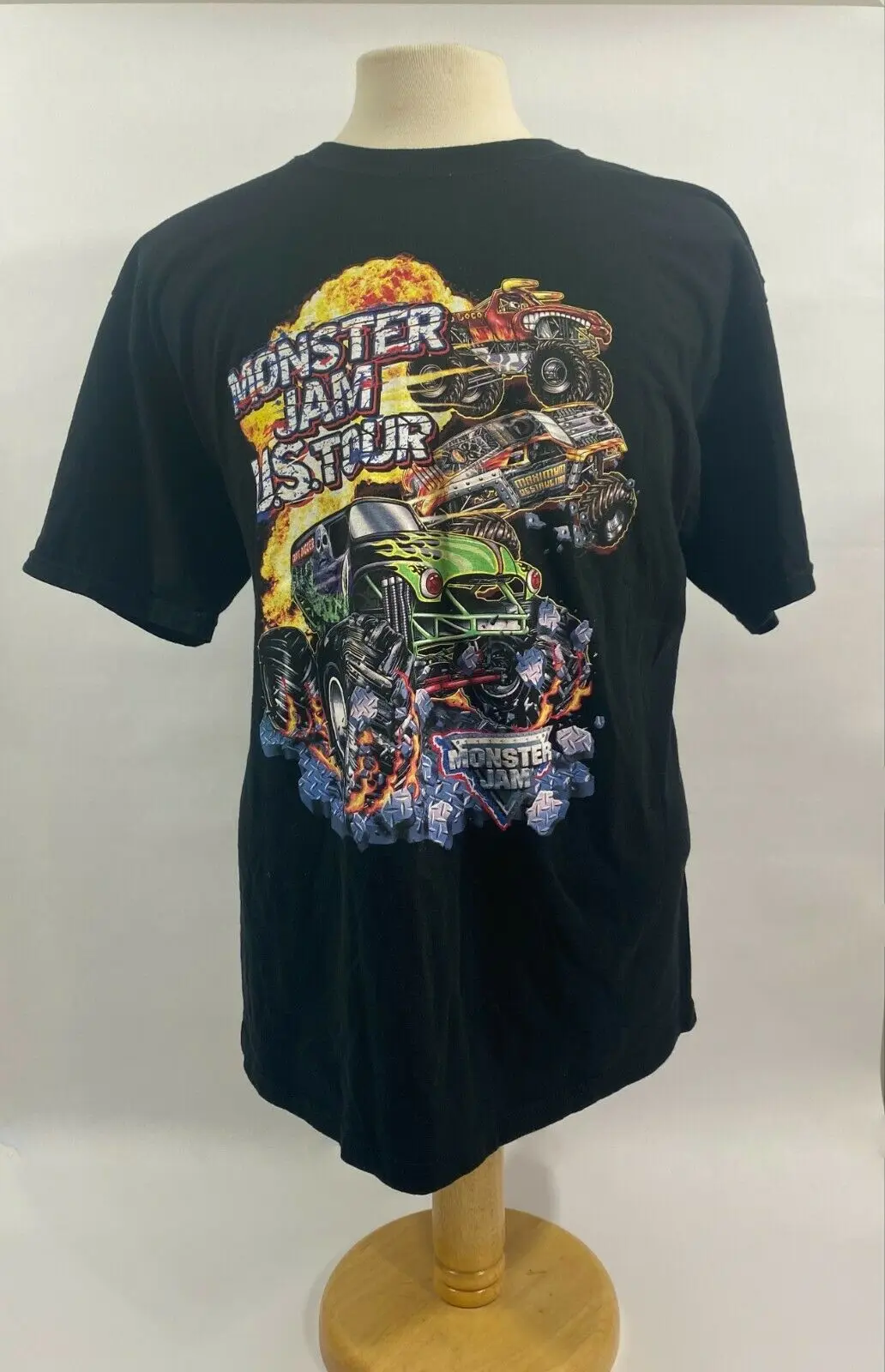 T-Shirt Uomo Monster Jam 2008 Tour Of Distruzione Taglia Xl Black Grave Digger