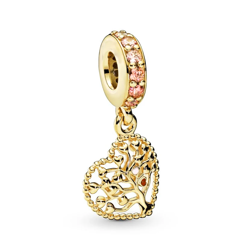 2 шт./лот, подвеска с подвеской в виде сети Catching Love, браслеты Pandora, ожерелья для женщин, ювелирные изделия золотого цвета, 35 стилей