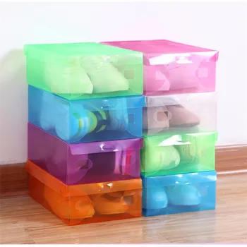 

6Pcs Foldable Drawer Shoes Box Creative Candy Color Transparent Dust-Proof Shoe Organizer Multifunction Groceries Storage Boxes