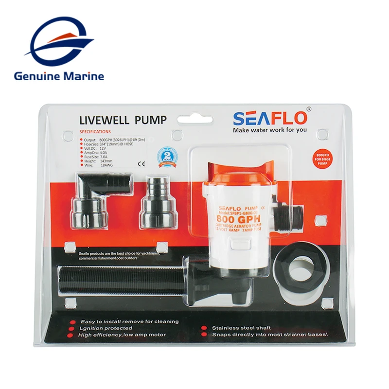 Seaflo 12v 800 GPH Livewell Boat Tank Aerator Angled Bilge Pump 
