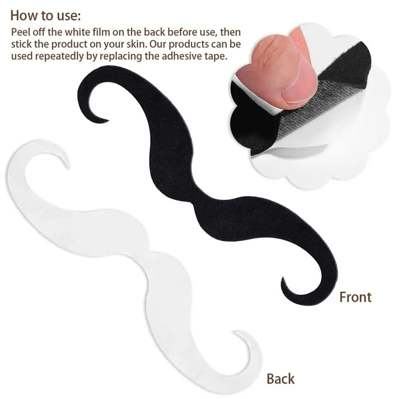 Set Di 24 Baffi Finti Autoadesivi - Per Feste, Halloween E Costumi, In Fibra Artificiale, 12 Stili Diversi - Foto 10