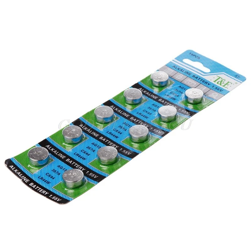 10Pcs AG13 A76 LR44 357A S76E G13 Button Coin Shaped Cell Battery 1.55V