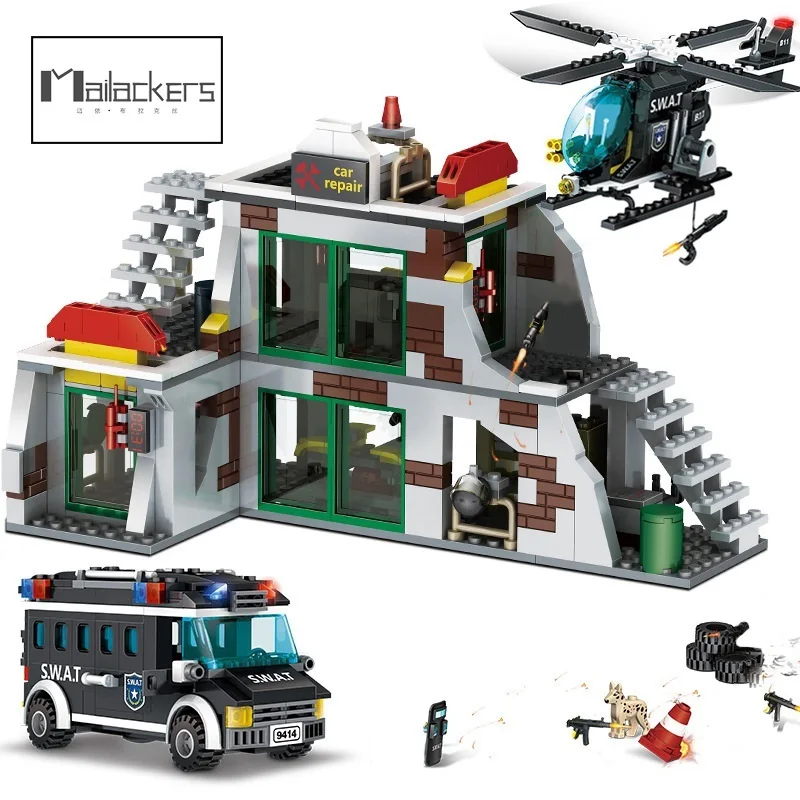 Mailackers 703PCS City Police Station SWAT Team Military Building Blocks Truck Helicopter DIY Toy for Kids Birthday Boys Gifts | Игрушки и