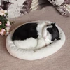 Realistic Sleeping Breathing Cat Dog Plush Kitten Toys Doll With Bed Electronic Companion Pets for Dementia Seniors Adults Kids 1