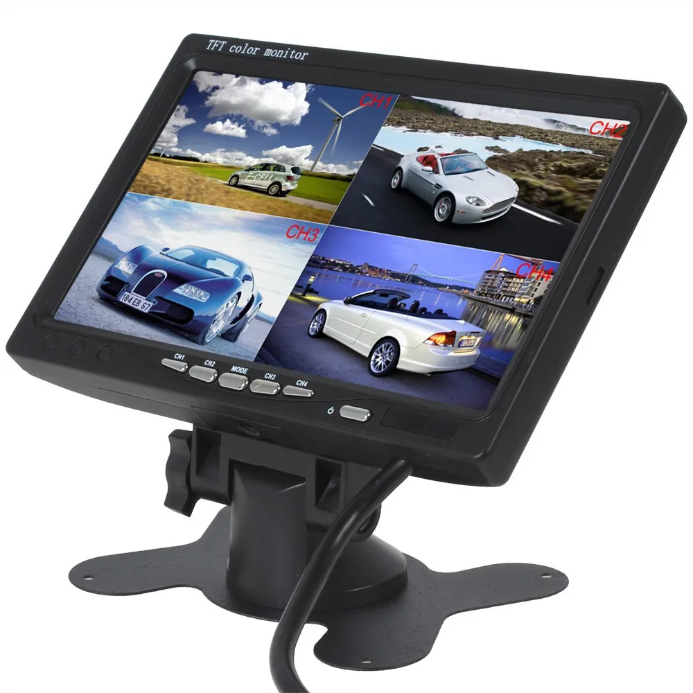 

Portable 7" 4 Channels Input Car Rear View Monitor 4 Split Screen Car Monitor Use Truck Bus Car Motorhome Boat Security System