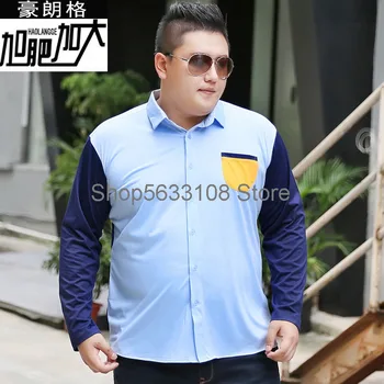 

Fat Men's Wear Plus Fat Plus Size Length Sleeve Lapel Shirt Fat Autumn Clothes Extra Large Shirt Xxxxxl