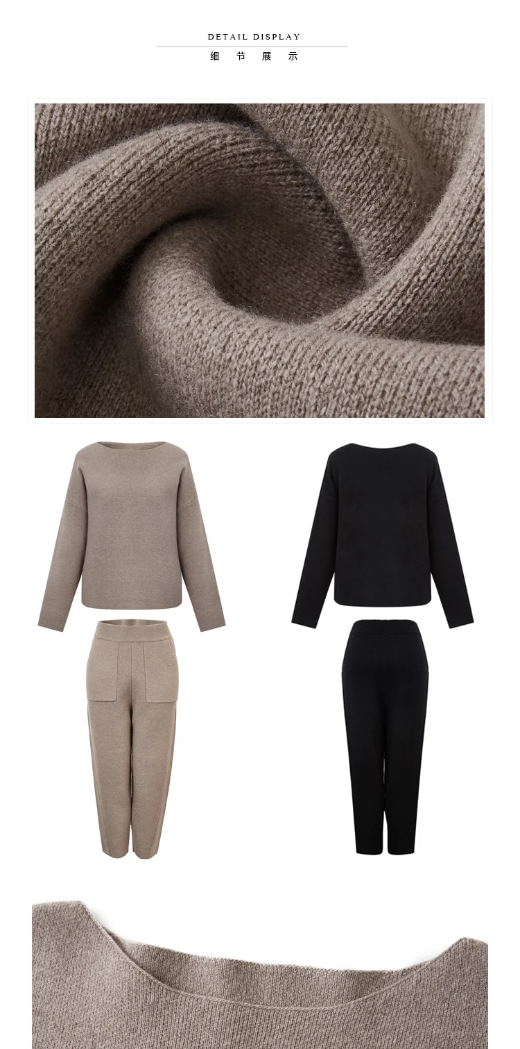 Women Sweater Two Piece knitted Sets Slim Tracksuit 2019 Spring Autumn Fashion Sweatshirts Sporting Suit Female