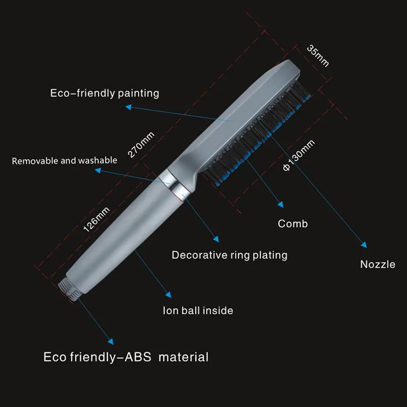 Wasourlf Oxygenics, гребень, набор для душа, повышающий давление, квадратный, ручной душ, ванная комната, АБС пластик, Чистая щетка для волос для ванны