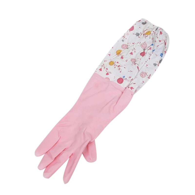 Горячие Цветочные Длинные манжеты резиновые перчатки для мытья посуды кухонные перчатки(с длинным рукавом