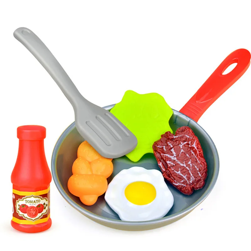 Children's Kitchen Play Set - Simulation Food Toys with Frying Pan, Vegetables, Steak, and More