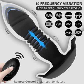 Remote Control Telescopic Dildo Vibrator Anal Plug Butt Plug Prostate Stimulator Female Masturbator Erotic Sex Toys for Couple 2