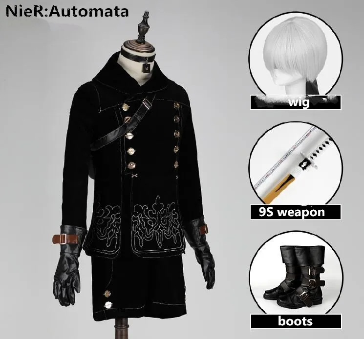 NieR: платье для костюмированной вечеринки 9S полный комплект оружие парик обувь
