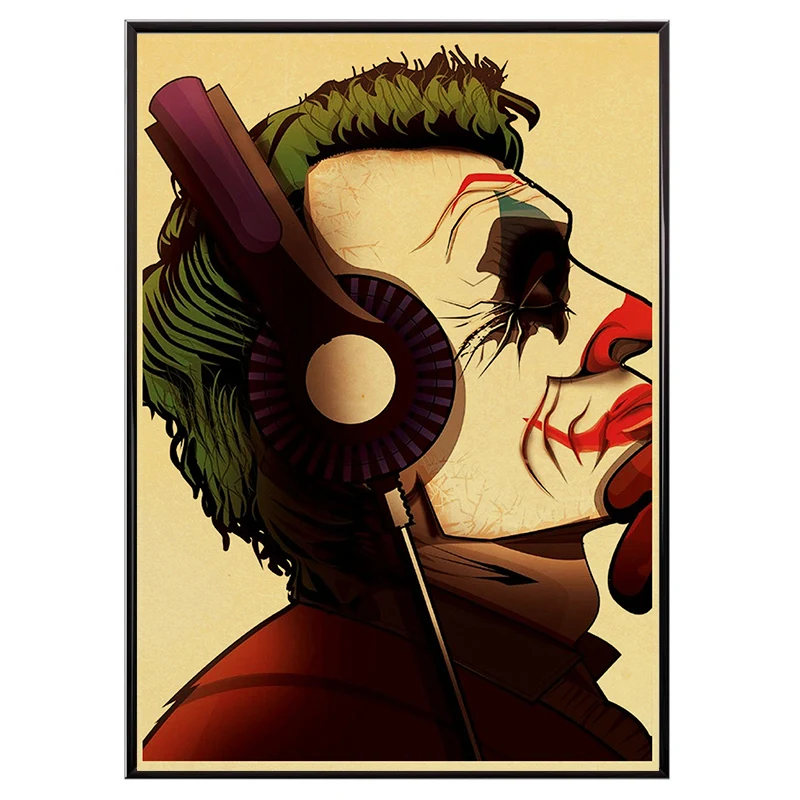 

Vintage Joker Headphones Music Poster Kraft Paper Prints Home Room Wall Decor Art Painting Fashion Poster