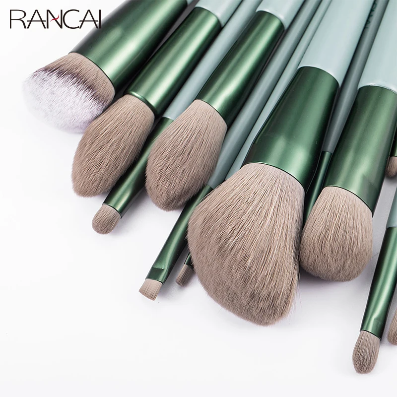 RANCAI-Juego de brochas de maquillaje, cosmética, gran polvo suelto, base, resaltar, contorno, sombra de ojos, cejas oblicuas, pelo suave, 13 Uds.