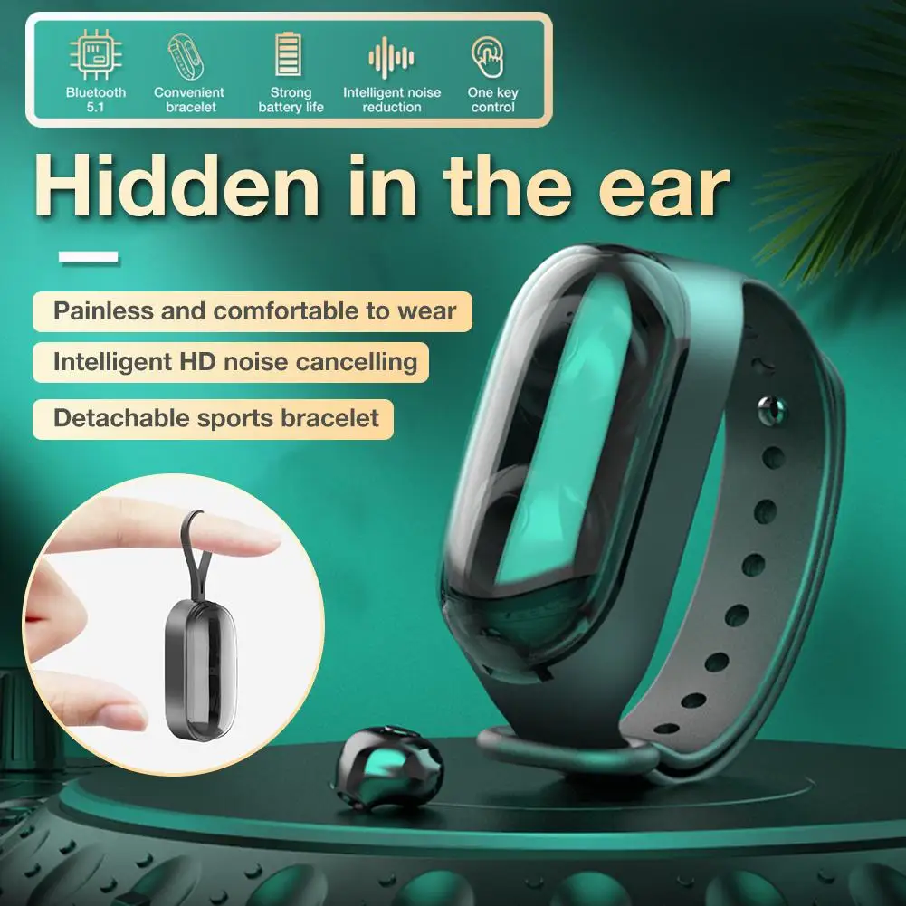 Умный Браслет 2 в 1 Беспроводная Bluetooth-гарнитура комбинированный музыкальный