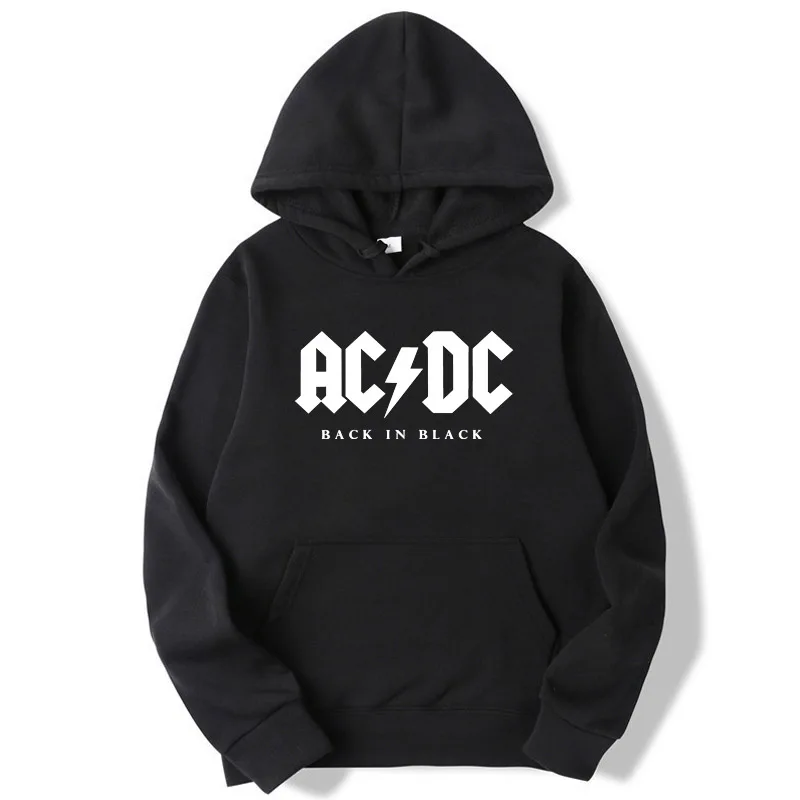 Модная брендовая мужская толстовка с капюшоном AC/DC band rock Мужская толстовка с принтом осень acdc Графический с круглым вырезом толстовки мужские свободная толстовка с капюшоном - Цвет: Black