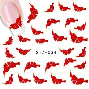 

10PCS/Pack French Tips Beauty Full Wraps Decals Nail Art Fashion Red Bow Ties Water Transfer Stickers Nail Art Decoration