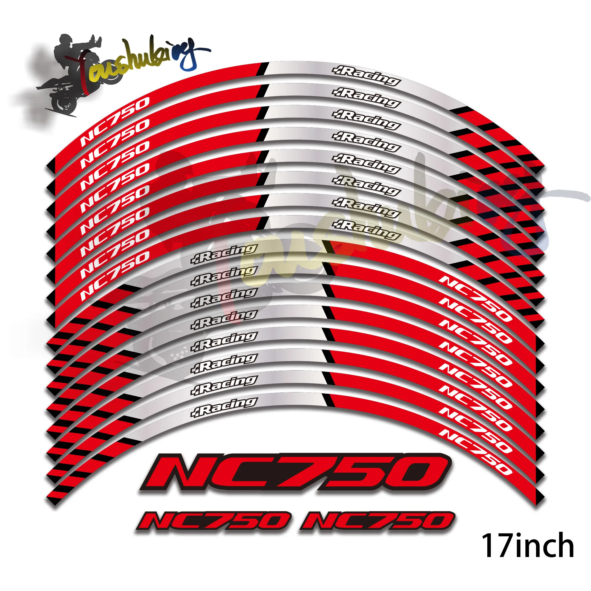 

red Motorcycle wheel frame stickers reflective stickers for any 17 inch motorcycle wheel frame fit for honda nc750