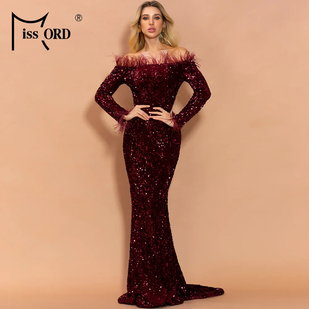 Very Cheap hU1Sl Missord 2020 Sexy Off Shoulder Feather LongSleeve Sequin floor length Evening party Maxi Reflective Dress Vestdios FT19005 Very Cheap hU1Sl Missord 2020 Sexy Off Shoulder Feather LongSleeve Sequin floor length Evening party Maxi Reflective Dress Vestdios FT19005