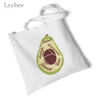 

Lychee Harajuku Fruit Avocado Print Women Canvas Bag Storage Large Shopping Bag Tote Bag Foldable Reusable Travel Bag Handbag