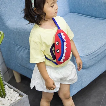 

DIHOPE Cute Foldable Children Waist Packs Kid Casual Bag Cartoon Animal Shark Chest Boy Girl Money Waist Bags Belt Kawaii Bag