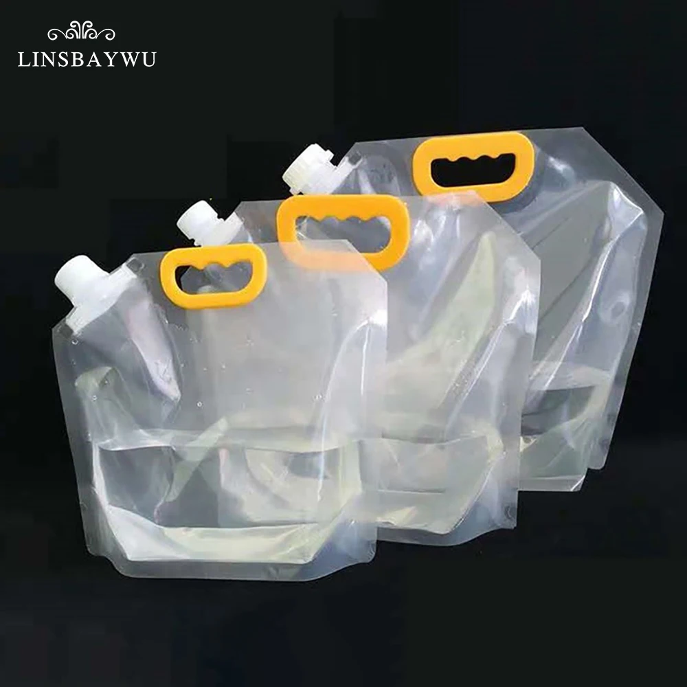 Plastic Drinking Bag 1PC 1/1.5/2.5/10/5L Clear Drinking Bags Drinks Flasks Liquor Bag Plastic Liquor Spout Bags For Beer Heavy Duty Drinks Reusable