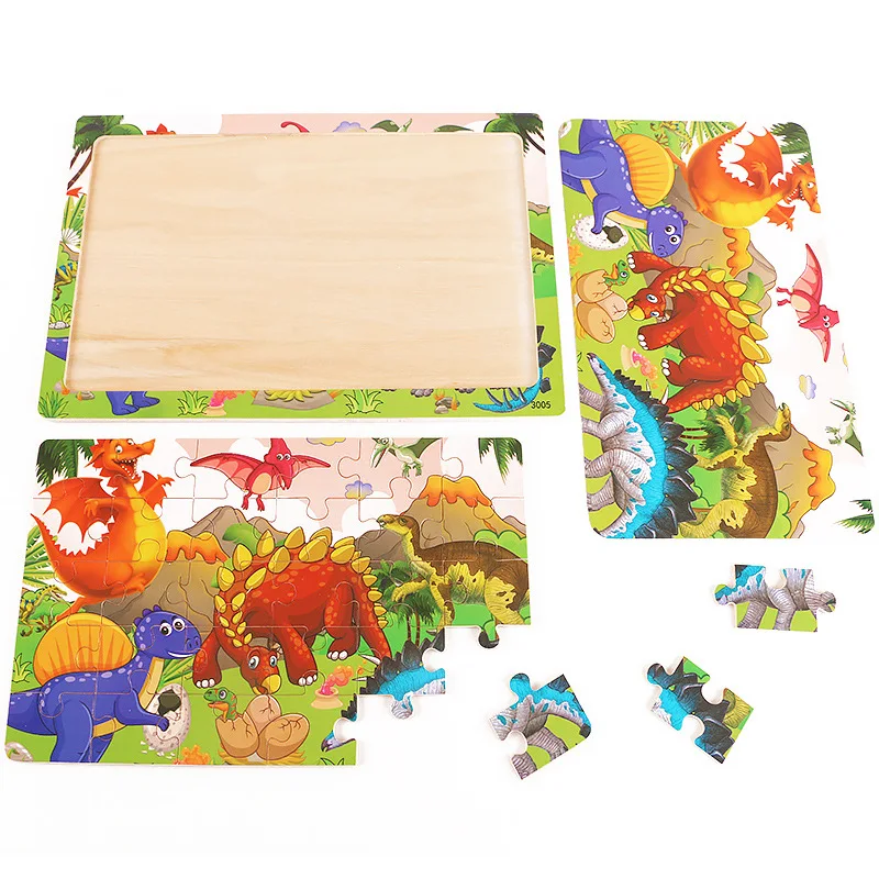 4 Style Jurassic Dinosaur Puzzle Wooden Preschool Kid Baby Jigsaw Puzzles Cartoon Learning Educational Christma Toy for Children 5