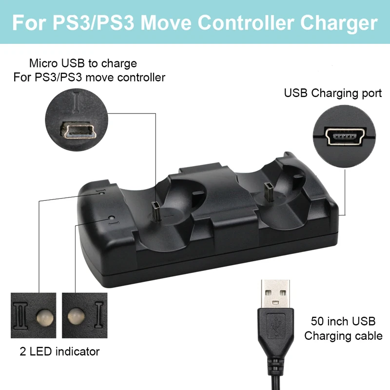 2в1 Двойная зарядка USB питание док-станция зарядное устройство для sony playstation 3 контроллер Джойстик для sony PS3 управления и перемещения навигации