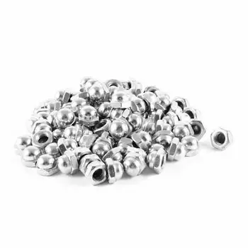 

100 Pcs Nickle Plated Dome Head Acorn Cap Capped Hex Nut M8 8mm