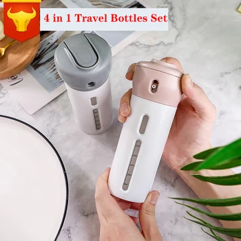 

4 in 1 Portable Travel Cosmetic Bottle 4-in-1 Refillable Container Empty Cosmetic Containers Atomizer Perfume Container