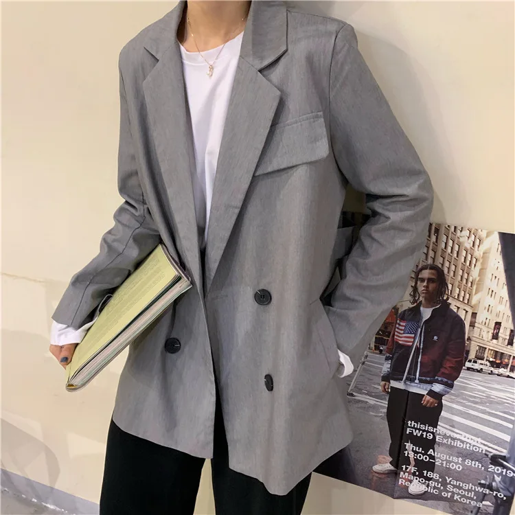 

2019 New Style Korean-style CHIC Elegant Versatile Non-mainstream Double Breasted Suit Jacket