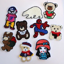 2 шт милый медведь, супергерой, девочка, белый медведь, полотенце для мальчика, Вышитая икона, железная нашивка, сделай сам, полоса, Лоскутная наклейка, пользовательские значки