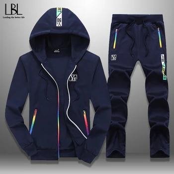

Slim Tracksuits Men Spring Autumn Zipper Hoodie Sweatsuits Streetwear Hooded Sweatshirts Sweartpants Two Piece Mens Sets 2020