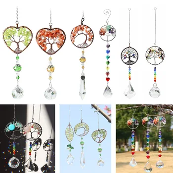 Hanging Crystal Sun Light Catcher Crystal Windchimes Prism Ball Pendant Wind Chimes Window Hanging Ornament Craft Outdoor Decor 2