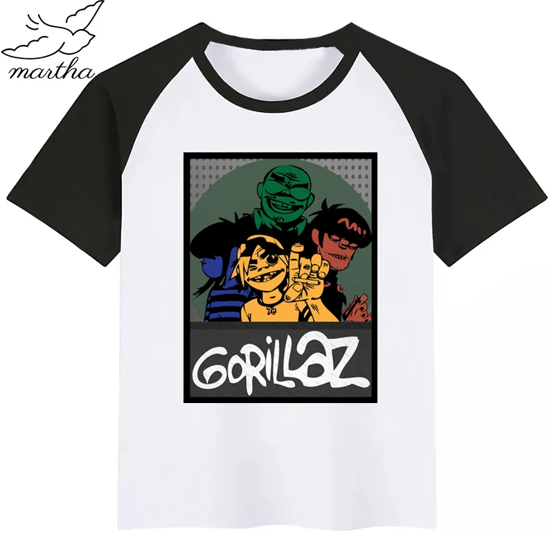 Gorillaz/детская футболка; летние топы для мальчиков и девочек; повседневная детская футболка с короткими рукавами и принтом с героями мультфильмов; детская одежда