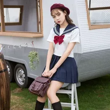 

Japanese Orthodox Basic Sailor Style JK Uniform Outfit Long Sleeve Short Sleeve Summer Bad School Girl Soft Sister Pleated Skirs