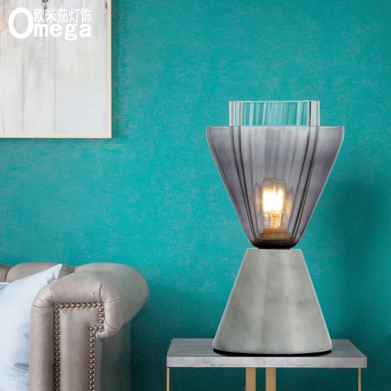 

Nordic modern glass marble table lamp living room bedroom bedside study decoration design model room showroom table lamp