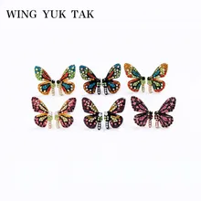 Крыло ЮК tak, украшенные разноцветными кристаллами бабочка, серьги со шпилькой, для Для женщин моды в богемном стиле подвесные Серьги Brincos Vintage ювелирные изделия