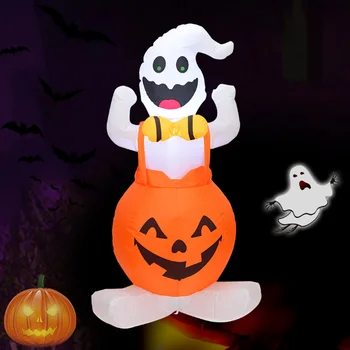 

Halloween Inflatable Blow up Ghost Pumpkin with LED Light 1.2m for Outdoor Yard Decor TB Sale
