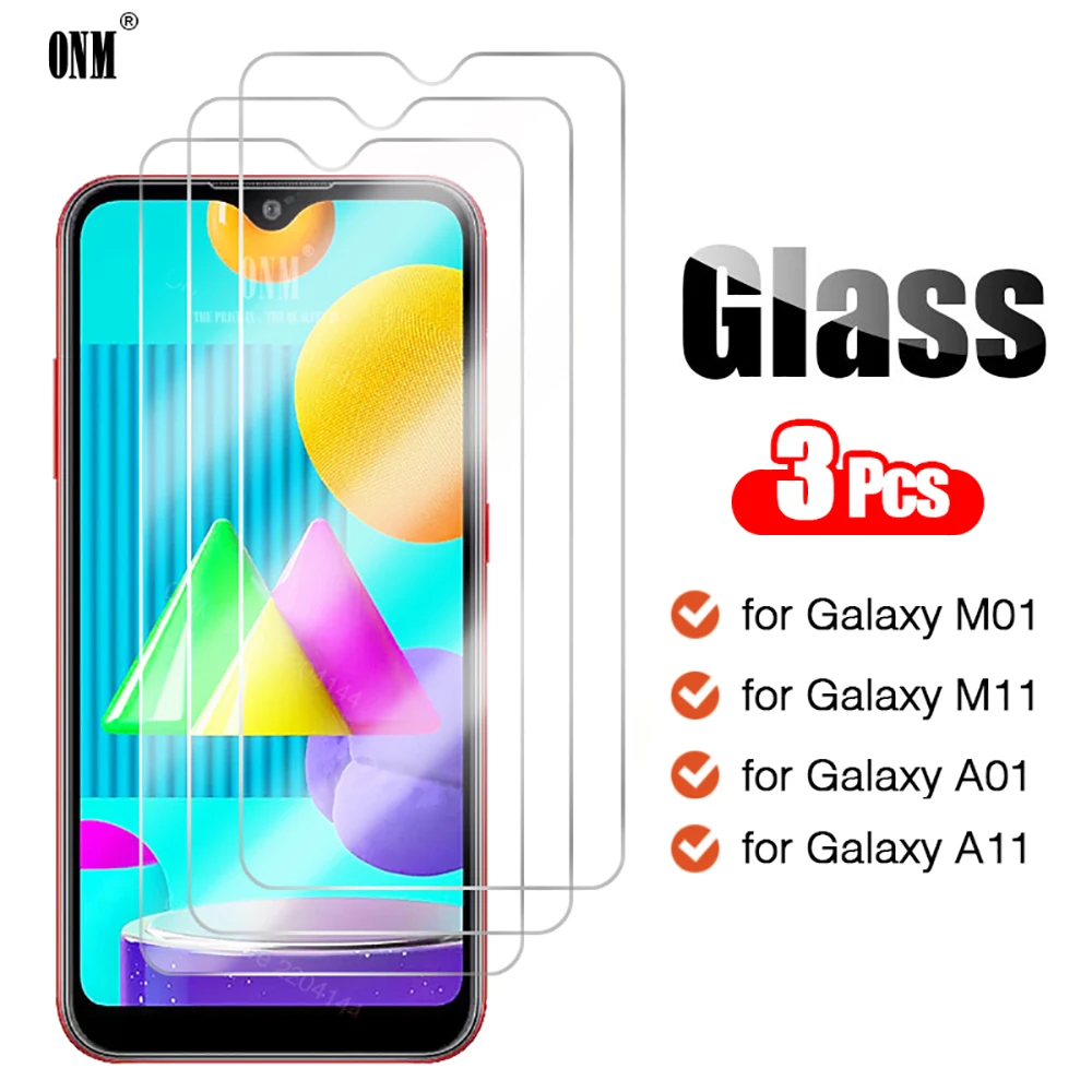 3 шт. закаленное стекло для Samsung Galaxy M01 M11 Защита экрана A01 A11 Защитная стеклянная