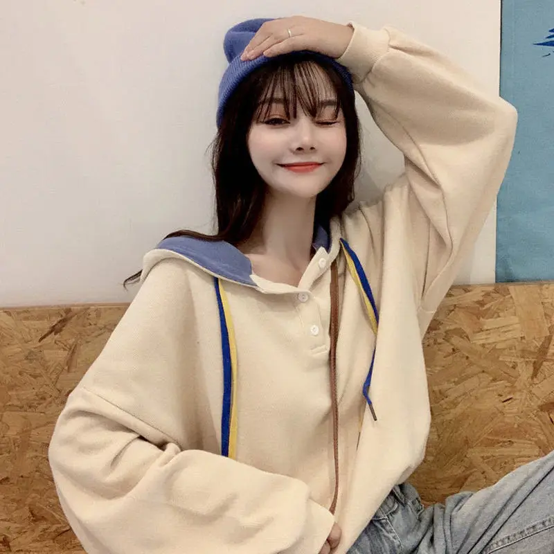 Hoodies Aesthetic Korean Style | Hoodies Women Aesthetic Korean - Korean  Loose Color - Aliexpress