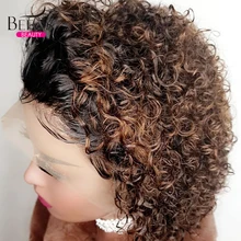 Aliexpress - Short Bob Wig Curly Pixie Cut Wig Lace Front Human Hair Wigs PrePlucked 4×4 Closure Wig Brazilian Hair Wigs For Women Baby Hair